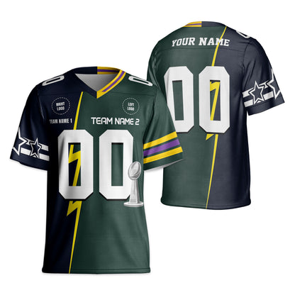 Custom Rival Team Half and Half Football Jersey