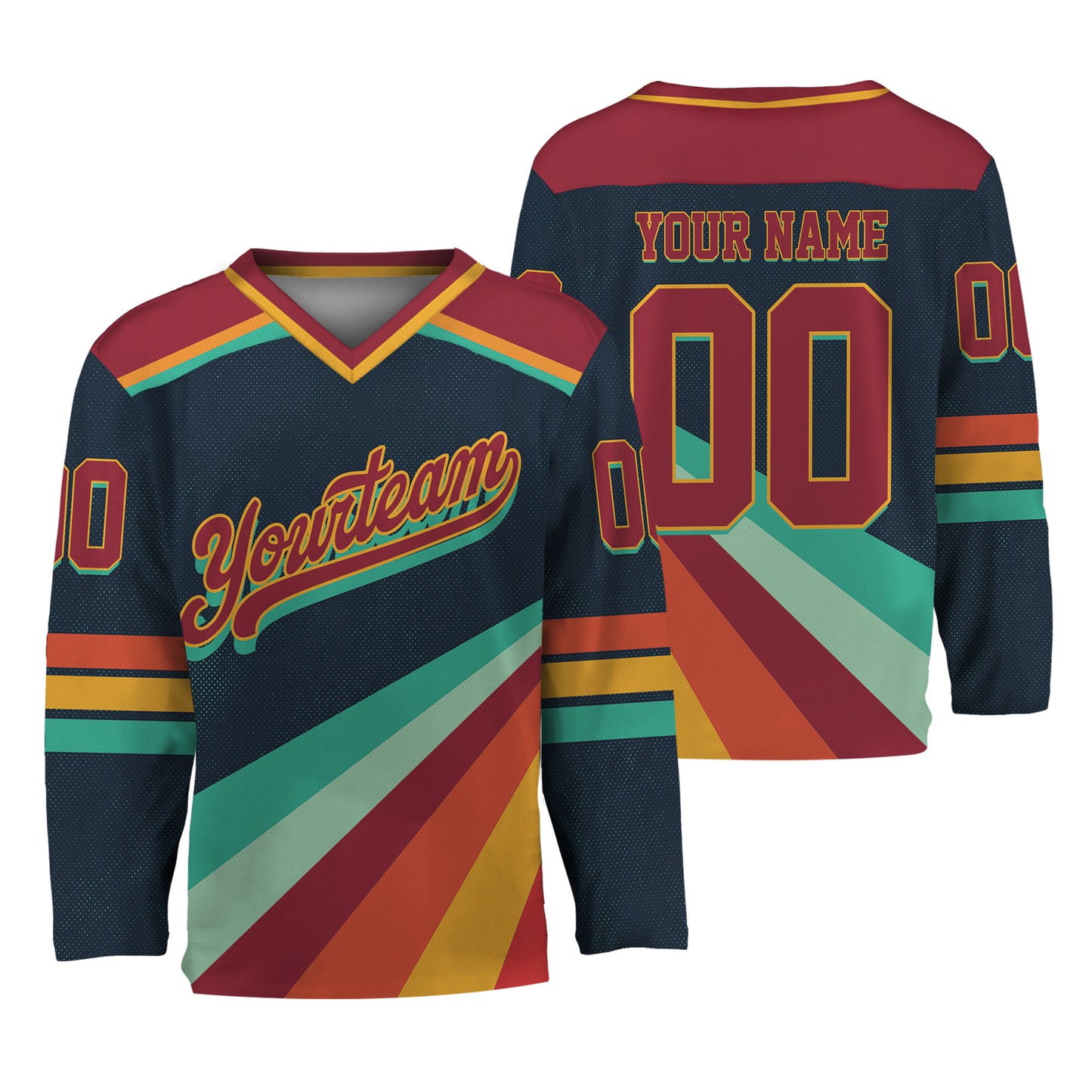 Custom Retro Vintage 80s Mix Navy Hockey Jersey
