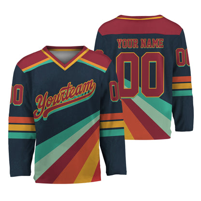 Custom Retro Vintage 80s Mix Navy Hockey Jersey