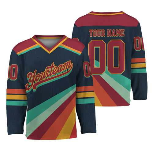 Custom Retro Vintage 80s Mix Navy Hockey Jersey