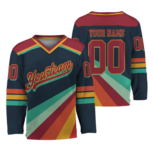 Custom Retro Vintage 80s Mix Navy Hockey Jersey