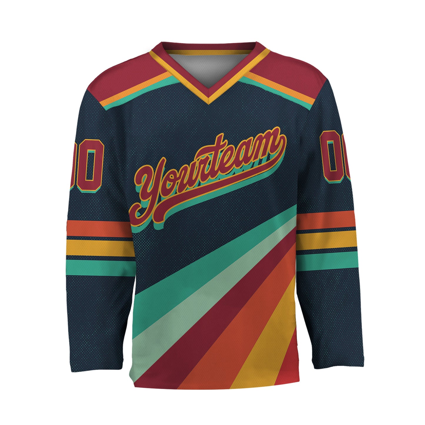 Custom Retro Vintage 80s Mix Navy Hockey Jersey