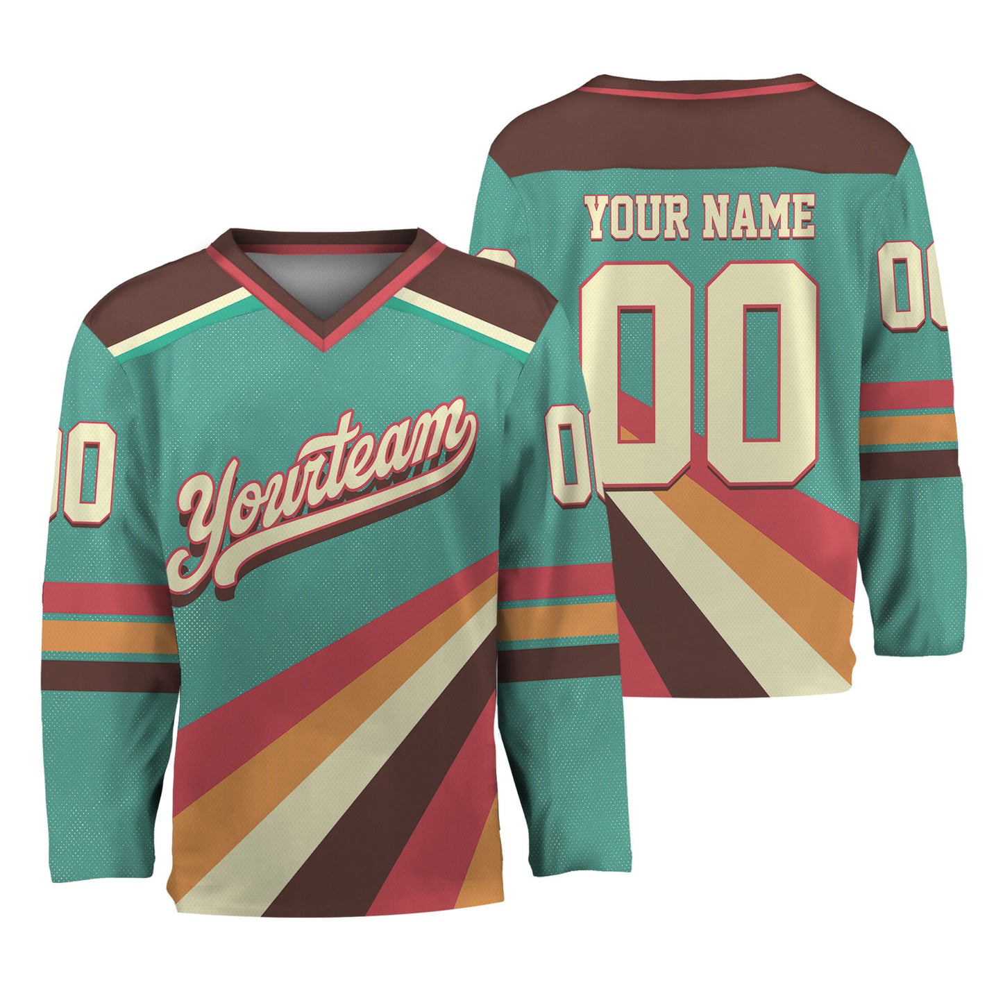 Custom Retro Vintage 80s Mix Green Hockey Jersey