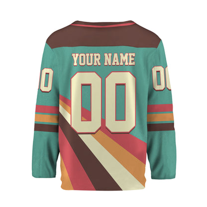 Custom Retro Vintage 80s Mix Green Hockey Jersey