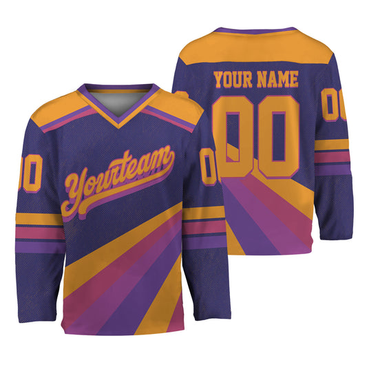 Custom Retro Vintage 80s Mix Purple Hockey Jersey