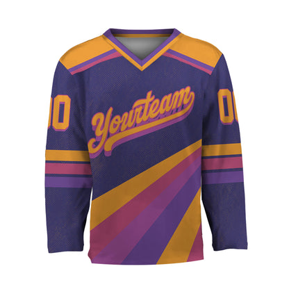 Custom Retro Vintage 80s Mix Purple Hockey Jersey